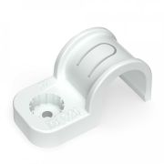 Крепеж-скоба пластиковая односторонняя для прямого монтажа белая в п/э д20 (50шт/600шт уп/кор) Промрукав