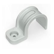 Крепеж-скоба пластиковая односторонняя для прямого монтажа серая в п/э д32 (25шт/375шт уп/кор) Промрукав
